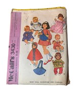 McCalls 3430 Baby 14&quot; - 16&quot; Doll Wardrobe Sewing Pattern 1972 - $12.59