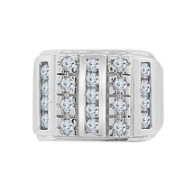 3.75 Ct Round Moissanite Cluster Wedding Band Mens Ring 18K White Gold Plated - £236.44 GBP