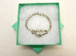 6&quot; Box Link Bracelet, Crystal Rhinestones, Vintage Fashion Jewelry, JWL101 - $9.75