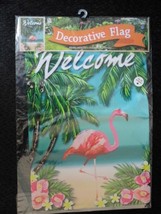 Flamingo Beach Welcome Summer Garden Flag -2 Sided Message,12.5&quot; X 18&quot; - £10.21 GBP