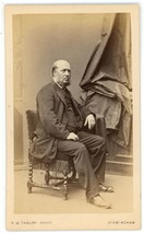 Antique CDV Circa 1870s Thrupp Stoic Older Man Sideburns Sitting Birmingham, AL - £9.58 GBP
