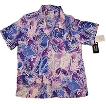 Large NWT Maggie Sweet Blue Purple Paisley Swirl Blouse Shirt Top - £32.53 GBP