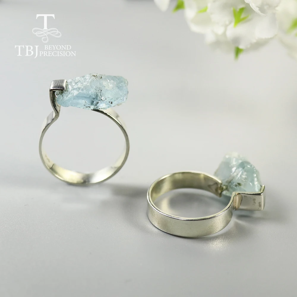 new handmade aquamarine Ring elegant design natural gemstone jewelry 925 sterlin - £55.38 GBP