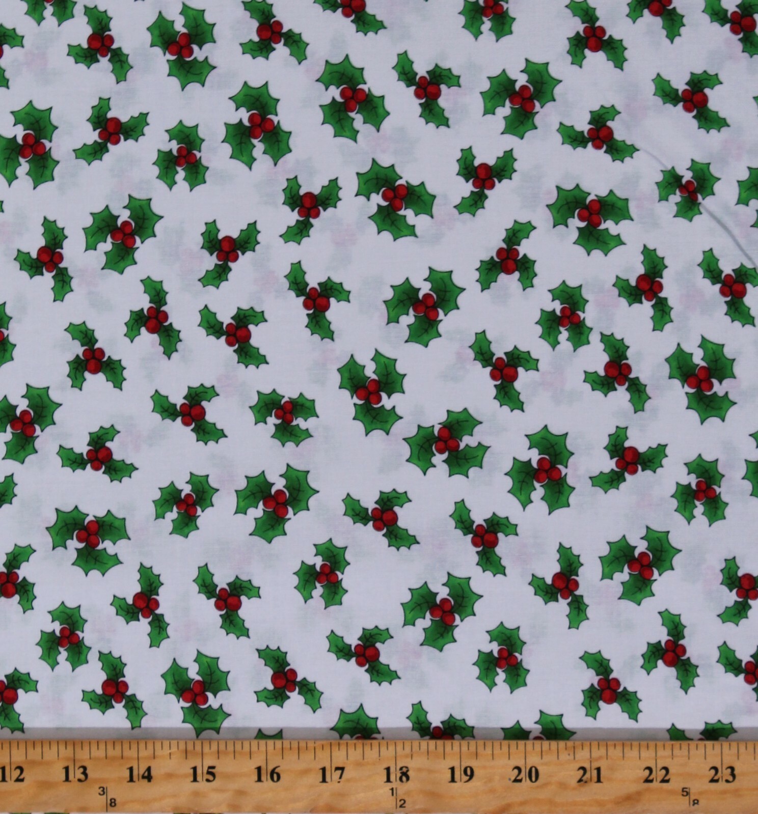 Cotton Holly Berries Leaves Greenery Christmas Fabric Print by the Yard ... - $12.95