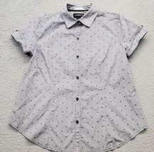 Liz Claiborne Career Shirt Womens Small Multi Gingham Dots Pleated Button Down - £15.81 GBP