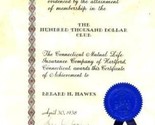 1938 Connecticut Mutual $100,000 Club Certificate Insurance Sales Award - £19.71 GBP