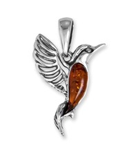 Sterling Silver Baltic Amber Hummingbird Pendant - $39.99