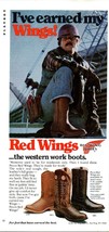 1981 Red Wings Western Work Boots Vintage Print Ad Crane Construction Wall Art - £8.46 GBP