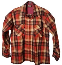 Tahoe Men L Flannel Wool Blend Plaid Button Down Long Sleeve Vintage Shirt - £46.80 GBP