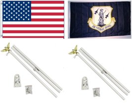 New 3&#39;x5&#39; Army Nat. Guard Minutemen &amp; Embroidered American Flag &amp; 2 Pole Kits - £36.44 GBP