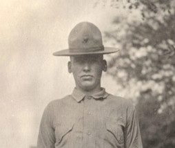 WWI Marine Corps EGA On Hat Real Photo Postcard - £45.19 GBP