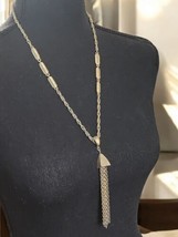 Vintage Silver-Tone Tassel Necklace, 11&quot; Drop, Bold Retro Chain Statemen... - $47.12