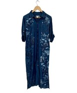 Chico’s Denim Floral Tab Sleeve Denim Chambray Maxi Dress 100% Tencel 0 6 S - £30.88 GBP