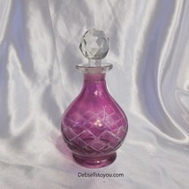 Pink Cut to Clear Glass Bottle with Stopper # 21188 - $34.95