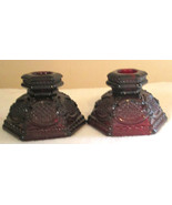 Avon Cape Cod 1876 Collection Ruby Red Glass Candle Holder Set Of 2 - $17.63 CAD