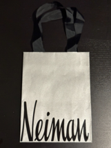 Neiman Marcus Empty Paper Grey Silver Shopping Bag Black Ribbon Handles ... - $19.79