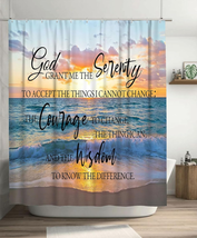 Beach Coastal Ocean Shower Curtain Christian Serenity Prayer Shower Curtains Sea - £23.08 GBP