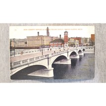 New Cement Bridge and Grant Trunk Depot Grand Rapids Michigan Postcard - £3.16 GBP