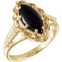 Authenticity Guarantee 
14k Yellow Gold Onyx Rope Ring Size 6 - £653.16 GBP