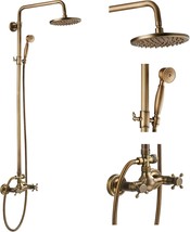 Gotonovo Antique Brass Bathroom Shower Faucet Set Shower Fixture 8 Inch ... - £174.26 GBP