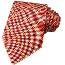 John W. Nordstrom Necktie 100% Sillk Tie Red Gold Designer Stripes Geometric  - £25.51 GBP