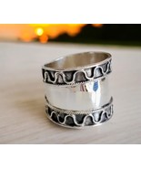 Wide Silver Band Ring | Handcrafted Adjustable Ring | Artisan Statement ... - $15.83