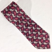 Arrow - Mens 100% Silk Neck Tie Maroon/Silver Geometric, 59&quot;L x 3.75&quot;W NWOT - $6.99