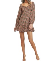 Lush Jillian Floral Babydoll Dress Size M Black Red Tie Back Boho Fall A... - $460.91 MXN