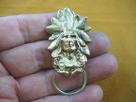 (E-574) Native Indian Chieftain chief Eyeglass BRASS holder pin pendant ID badge - £15.81 GBP