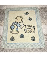 Vintage Jolitex Ternille Baby Blanket Teddy Bear Butterflies Puppy - £14.16 GBP