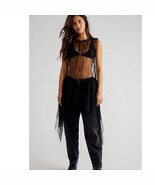 NWT Free people MIA Mesh Tiered Maxi Top $148 Large Black Dropped Waist ... - $96.01 CAD