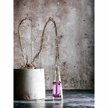 Beautiful vintage amethyst necklace on long chain - $27.72