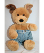 Build A Bear Dog 14&quot; Jean Shorts Brown Tan Dark Ear Tail Plush Stuffed S... - £12.86 GBP