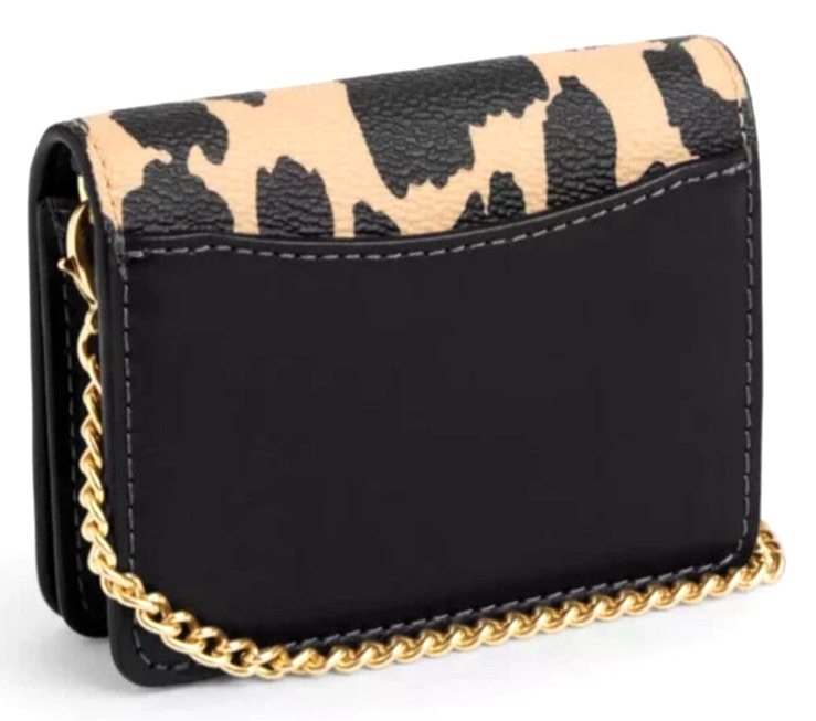 New Coach CX151 Mini Wallet on Chain Leopard Multi Animal Print Item image 5