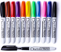 Dry Erase Markers Low Odor Fine Whiteboard Markers Thin Box of 12, 10 Co... - $10.67
