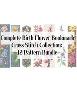 Complete Birth Flower Bookmark Cross Stitch Collection: 12 Pattern Bundle - $19.99