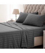 Sleep Zone Striped Cooling Sheets Set King Size - Fitted Flat Sheet, Gra... - $71.31 CAD