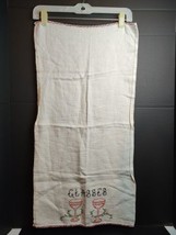 Vintage Hand Embroidered Linen Tea Towel Champagne Glasses Floral 29&quot; x 15&quot; - £7.52 GBP