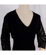 Joseph A Qu&#39;est Ce Que C&#39;est Silk Women Black Top Blouse 3/4 Lace Sleeve... - $32.99