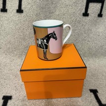 Hermes La Serpentine Mug Cup porcelain horse dinnerware coffee tea pink ... - £307.27 GBP