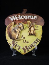 Welcome to Nut House Squirrel Acorn Shape Metal Wall Art 3D Sign Made in... - £38.79 GBP