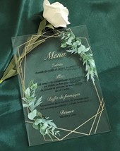 Flowers Acrylic Menu,Acrylic Invitations,10pcs Acrylic Wedding Menu - £25.57 GBP+