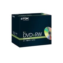 TDK T18444 4.7GB 4x Speed 120min DVD+RW Disc in Jewel Case (Pack of 5)  - $31.00