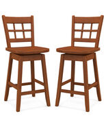 Counter Height Barstools Set of 2 with 6-Grid Hollow Back and Seat-Brown... - $3,675.62 MXN