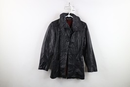 Vintage 70s Streetwear Womens 10 Distressed Button Collared Leather Jack... - $1,021.14 MXN
