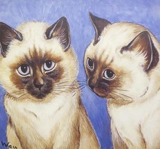 2 Siamese cats - Louis Wain - Framed Picture - 12&quot; x 16&quot; - £40.76 GBP