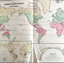 Map Of The World 1884 Vegetable Plant Growth Coffee Victorian Lithograph... - £48.42 GBP