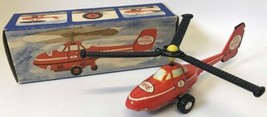 Vintage 1960s Tin Friction Powered FIRE DEPARTMENT PATROL HELICOPTER Toy - $120.00