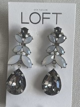 Ann Taylor LOFT Crystal Marquis Pear Stud Earrings Gray White NWT Bridal - £11.19 GBP