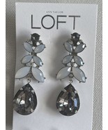Ann Taylor LOFT Crystal Marquis Pear Stud Earrings Gray White NWT Bridal - £11.20 GBP